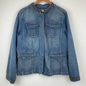 Motto size XL Women’s Blue Denim Beaded Jean Jacket
